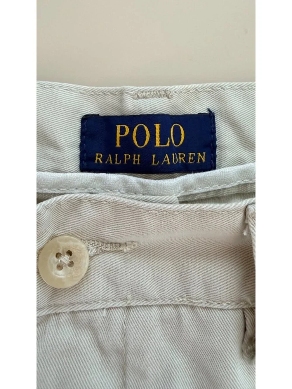 Polo Ralph Lauren Mens Beige Chino Shorts Size 34 100% Cotton Flat Front